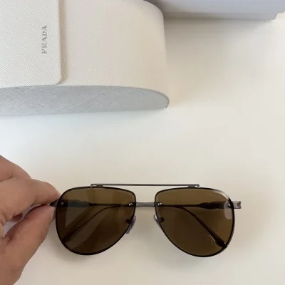 Солнцезащитные очки Prada Aviator Shaped And Thin Frame "Brown" фото № 2