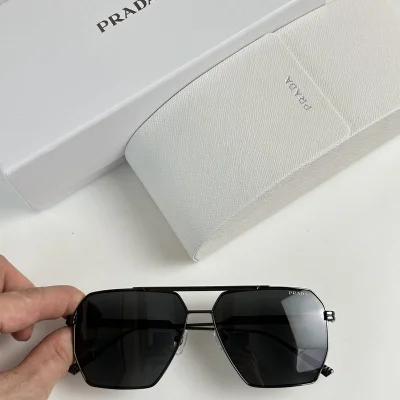 Солнцезащитные очки Prada Hexagon Shaped Thin Frame "Black" фото № 2