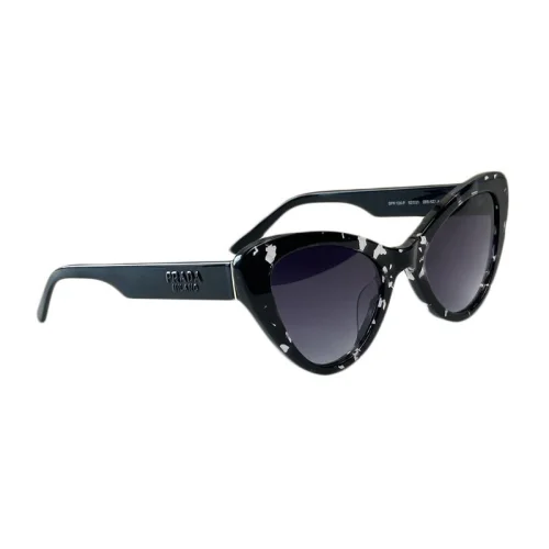 Солнцезащитные очки Prada Triangle Form Frame With Logo Inscription "Black/White"
