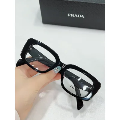 Оправа для очков Prada Square Temples With Logo And Small Inscription "Black" фото № 2