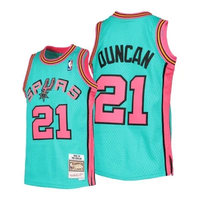 Баскетбольная Джерси Mitchell And Ness San Antonio Spurs №21 Tim Duncan "Turquoise" фото № 2