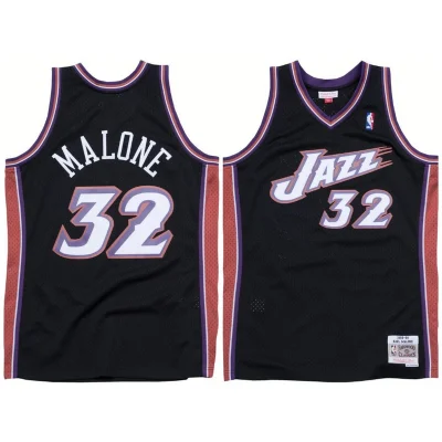 Баскетбольная Джерси Mitchell And Ness Utah Jazz №32 Karl Malone "Black" фото № 2