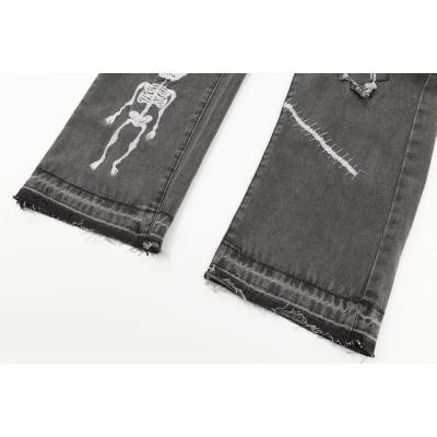Джинсы Gallery Dept Torn With Skeleton Print "Gray" фото № 5