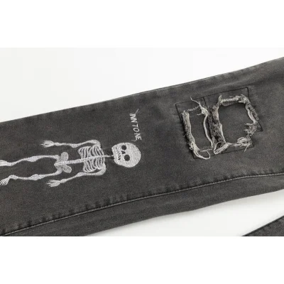 Джинсы Gallery Dept Torn With Skeleton Print "Gray" фото № 8