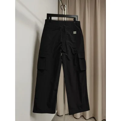 Штаны Miu Miu Backside White Logotype Logo Miu Miu "Black" фото № 4