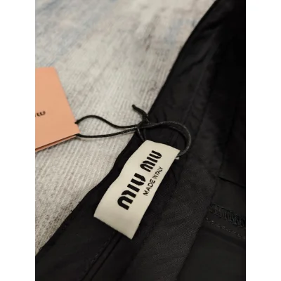 Штаны Miu Miu Backside White Logotype Logo Miu Miu "Black" фото № 2