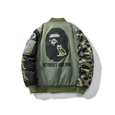 Бомбер A Bathing Ape Camouflage Sleeve Monkey Had Pockets "Green" фото № 2