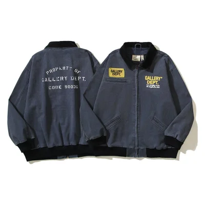 Бомбер Gallery Dept X Four Caccus With Yellow Text Logo "Gray/Blue" фото № 4