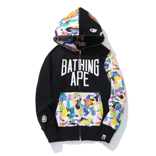 Худи A Bathing Ape Colored Sleeve And Pocket Zip "Black"