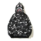 Худи A Bathing Ape Pocket Camouflage Shark On Hood Zip "Black"