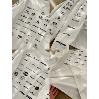 Лонгслив Balenciaga Different Logo Types "White" фото № 3