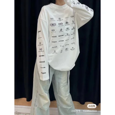 Лонгслив Balenciaga Different Logo Types "White" фото № 6