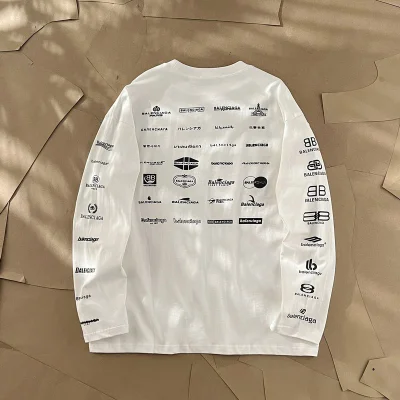 Лонгслив Balenciaga Different Logo Types "White" фото № 2