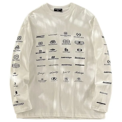 Лонгслив Balenciaga Different Logo Types "White"