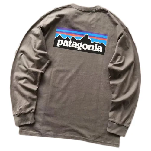 Лонгслив Patagonia Mountain Landscape Inside Rectangle "Gray"