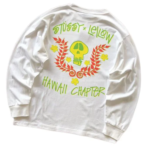 Лонгслив Stussy Inscription Hawaii Chapter "White"