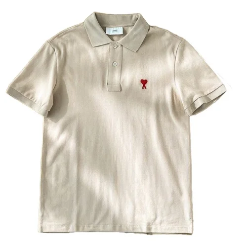 Поло Amiri Red Logo "Beige"