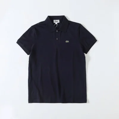 Поло Lacoste Cotton With Crocodile Logo "Blue/Black" фото № 2