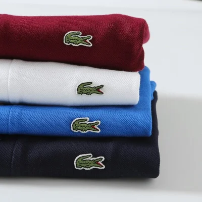 Поло Lacoste Cotton With Crocodile Logo "Blue/Black" фото № 3