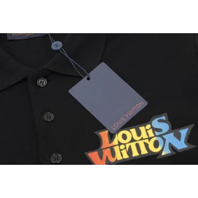 Поло Louis Vuitton Simple With Multicolor Logo "Black" фото № 4