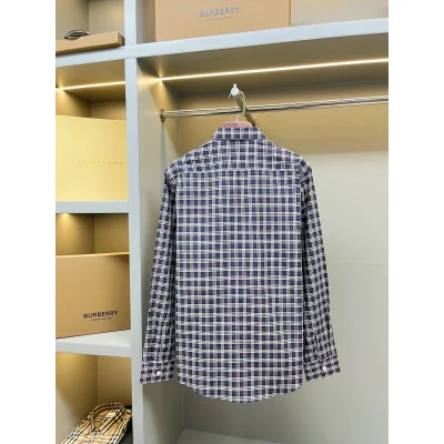 Рубашка Burberry Red And Contrast Lines Squares Print "Blue" фото № 7