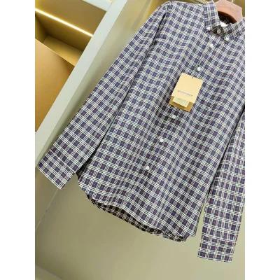 Рубашка Burberry Red And Contrast Lines Squares Print "Blue" фото № 6