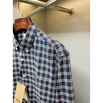 Рубашка Burberry Red And Contrast Lines Squares Print "Blue" фото № 5