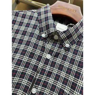 Рубашка Burberry Red And Contrast Lines Squares Print "Blue" фото № 3