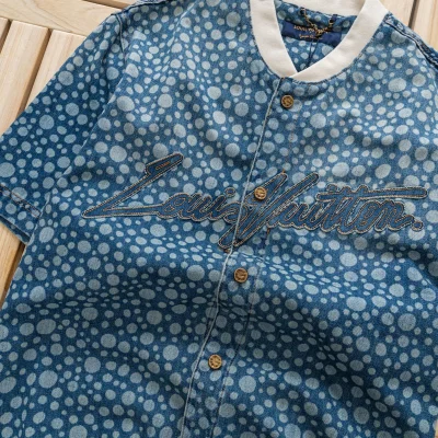 Джинсовая Рубашка Louis Vuitton Polka Dots "Blue" фото № 3