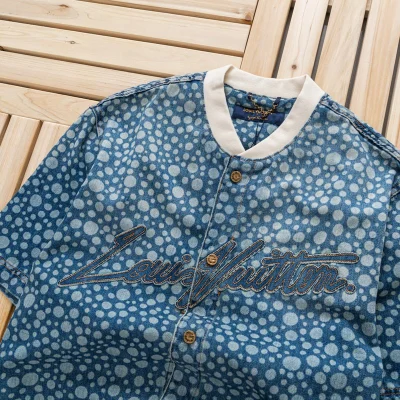Джинсовая Рубашка Louis Vuitton Polka Dots "Blue" фото № 7