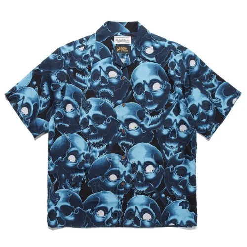 Рубашка Wacko Maria Skulls "Blue"