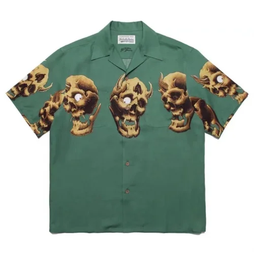Рубашка Wacko Maria With Demon Skulls "Green"