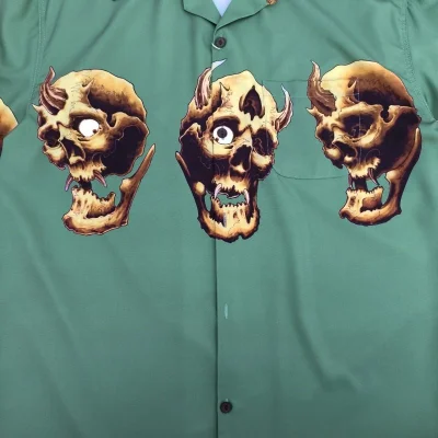 Рубашка Wacko Maria With Demon Skulls "Green" фото № 8