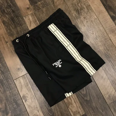 Шорты Prada White Stripes And White Logo "Black" фото № 5