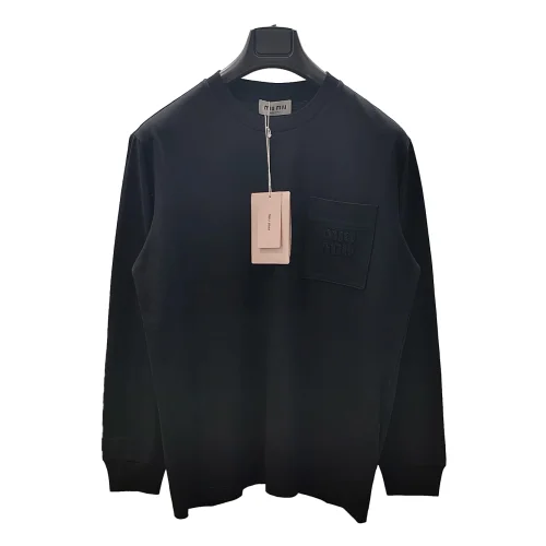 Свитшот Miu Miu Frontside Logo Clear Logotype On The Pocket "Black"