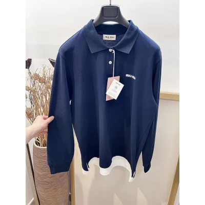 Свитшот Miu Miu White Frontside Logo On The Dark Fabric "Blue" фото № 2