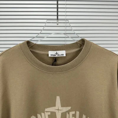 Свитшот Stone Island With Text Logo And Emblem — Single Color "Brown" фото № 7