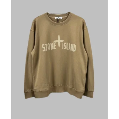 Свитшот Stone Island With Text Logo And Emblem — Single Color "Brown" фото № 8