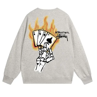 Свитшот Stussy A Hand With Burning Cards "Light Gray" фото № 2