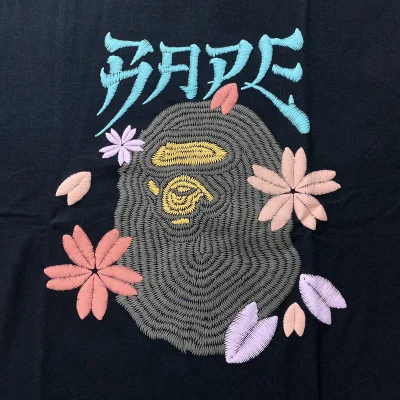 Футболка A Bathing Ape Monkey In Flowers "Black" фото № 5