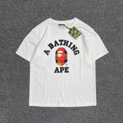Футболка A Bathing Ape Monkey In Tartan Stitch "White" фото № 2 Футболка A Bathing Ape Monkey In Tartan Stitch "White" фото № 2