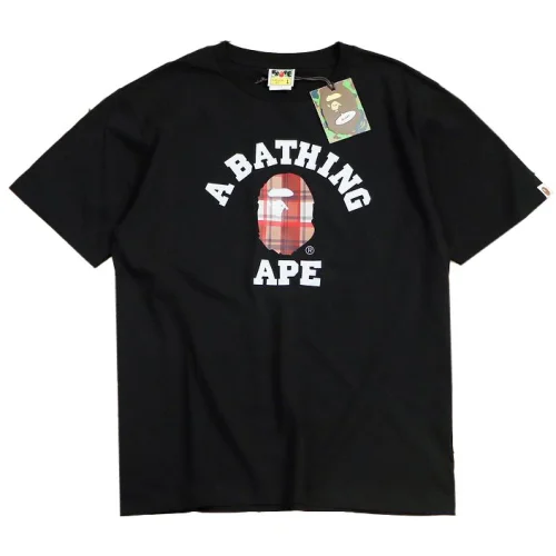 Футболка A Bathing Ape With Monkey Print And Text "Black"