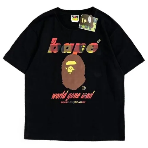 Футболка A Bathing Ape With Text — World Gone Mad "Black"