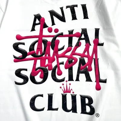 Футболка Anti Social Social Club X Stussy With An Abbreviation Logo "White" фото № 4