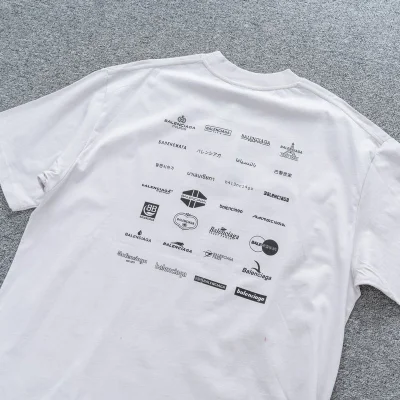 Футболка Balenciaga With Print Of Different Variants Of The Logo "White" фото № 5