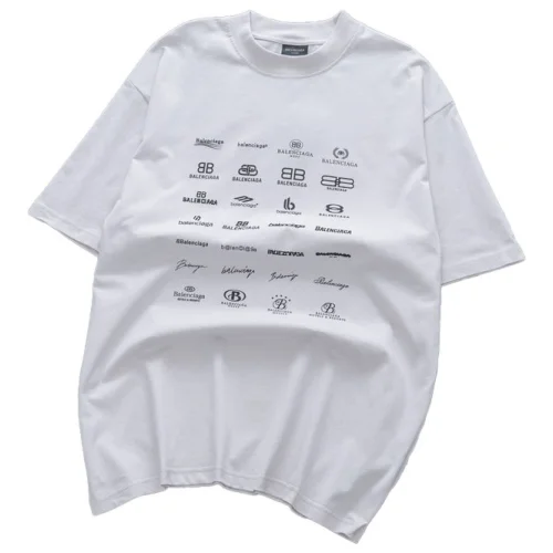 Футболка Balenciaga With Print Of Different Variants Of The Logo "White"