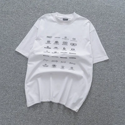 Футболка Balenciaga With Print Of Different Variants Of The Logo "White" фото № 6