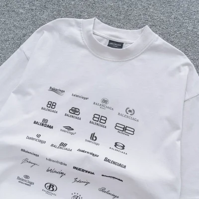 Футболка Balenciaga With Print Of Different Variants Of The Logo "White" фото № 7