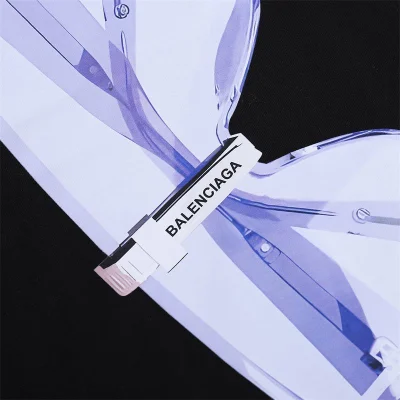 Футболка Balenciaga Sunglasses Front Print "Black" фото № 3