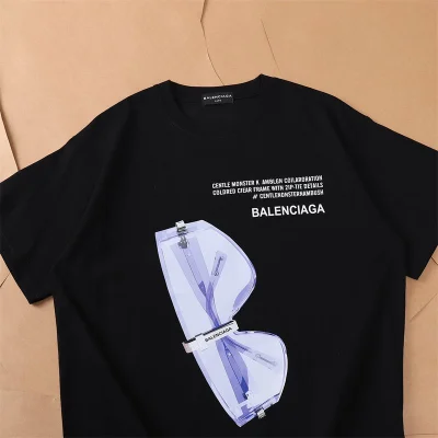 Футболка Balenciaga Sunglasses Front Print "Black" фото № 9